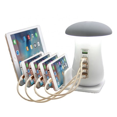 LAIMODA tecnologia qc3.0 wall 5 usb port charging station mobile charger phone chargers 3 in 1 charger with lamp